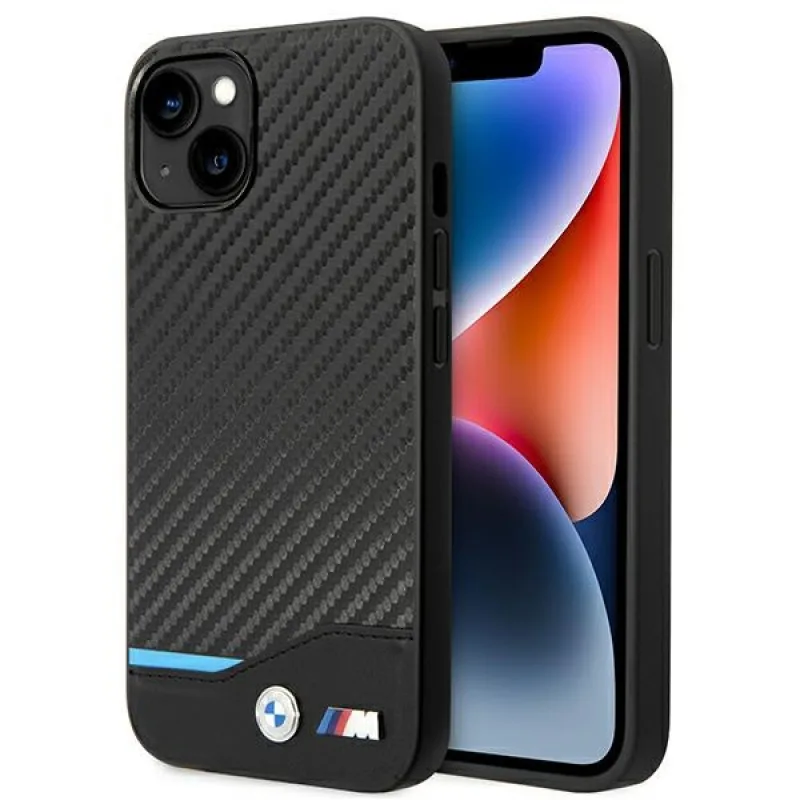 Puzdro BMW BMHCP14M22NBCK iPhone 14 Plus 6,7 "čierne/čierne Leather Carbon