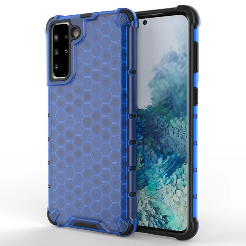Pancierový kryt Honeycomb Case s TPU nárazníkom pre Samsung Galaxy S21+ 5G (S21 Plus 5G) modrý