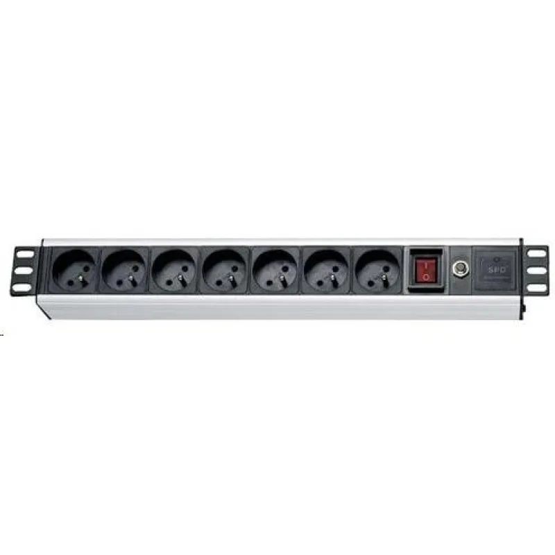 19" rozvodný panel XtendLan 7x230V, ČSN, vypínač, indikátor napětí, …