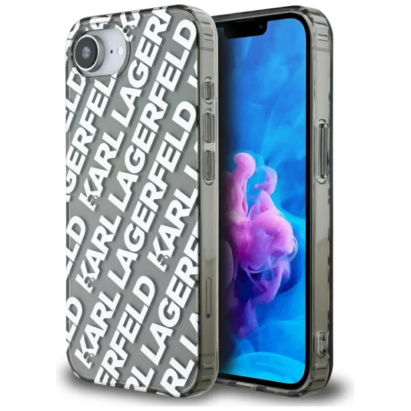 Obal Karl Lagerfeld IML Repeat Logo pre iPhone 16e - strieborný