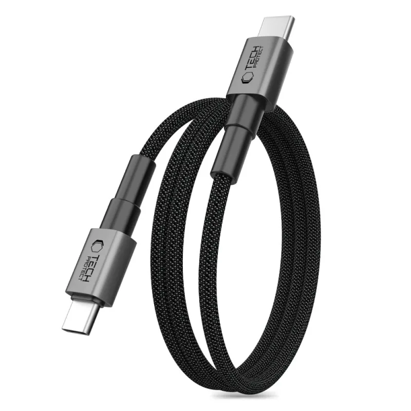 Kábel Tech-Protect Ultraboost DNA MagTwist USB-C PD 100 W / 5 A 100 cm – sivý