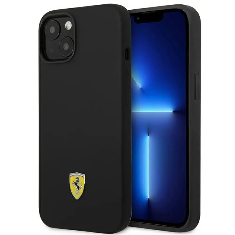 Ferrari FEHCP14SSIBK iPhone 14 6,1" čierne/čierne pevné puzdro silikónové kovové logo