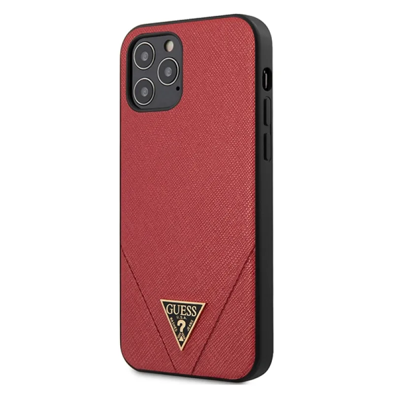 Guess GUHCP12LVSATMLRE iPhone 12 Pro Max 6,7" červeno/červené pevné puzdro Saffiano