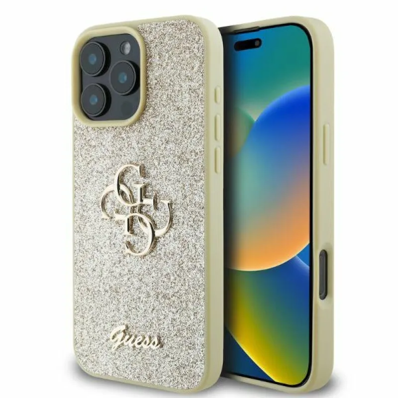 Guess Fixed Glitter Big 4G puzdro pre iPhone 16 Pro Max - zlaté