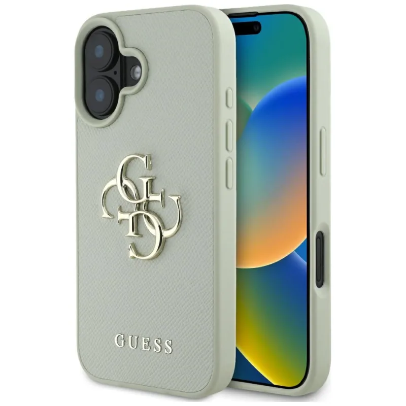 Puzdro Guess Grained Big 4G Logo Small Classic Logo pre iPhone 16 - zelené
