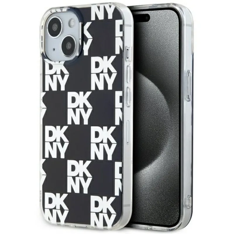 Obal DKNY IML Checkered Mono Pattern pre iPhone 15 / 14 / 13 - čierny