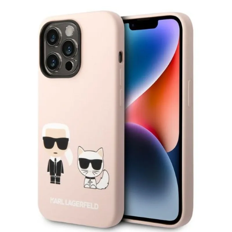 Karl Lagerfeld KLHMP14LSSKCI iPhone 14 Pro 6,1 "pevné puzdro svetloružové / svetloružové silikónové Karl & Choupette Magsafe