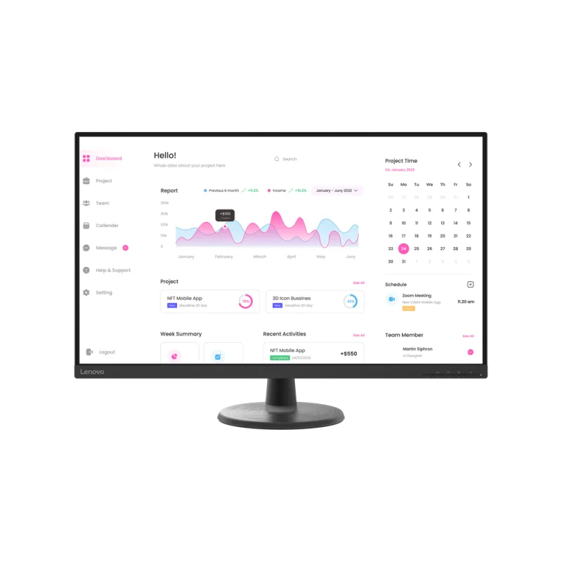 Lenovo D32-40 31.5"FHD VA 16:9 3000:1 250cd 4ms 60Hz HDMI+DP