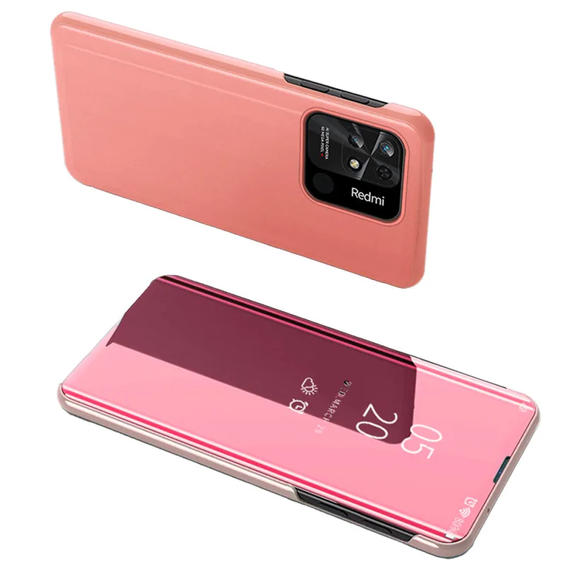 Kryt Clear View Case pre kryt Xiaomi Redmi 10C s chlopňou ružový
