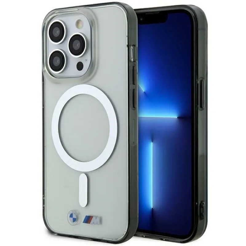 Puzdro BMW BMHMP14XHCRS iPhone 14 Pro Max 6,7" transparentné pevné puzdro Silver Ring MagSafe