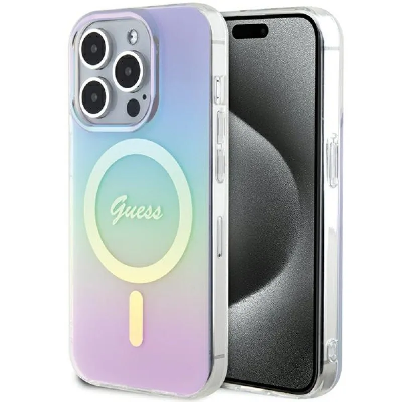 Guess GUHMP15LHITSU iPhone 15 Pro 6,1" fialovofialové pevné puzdro IML Iridescent MagSafe