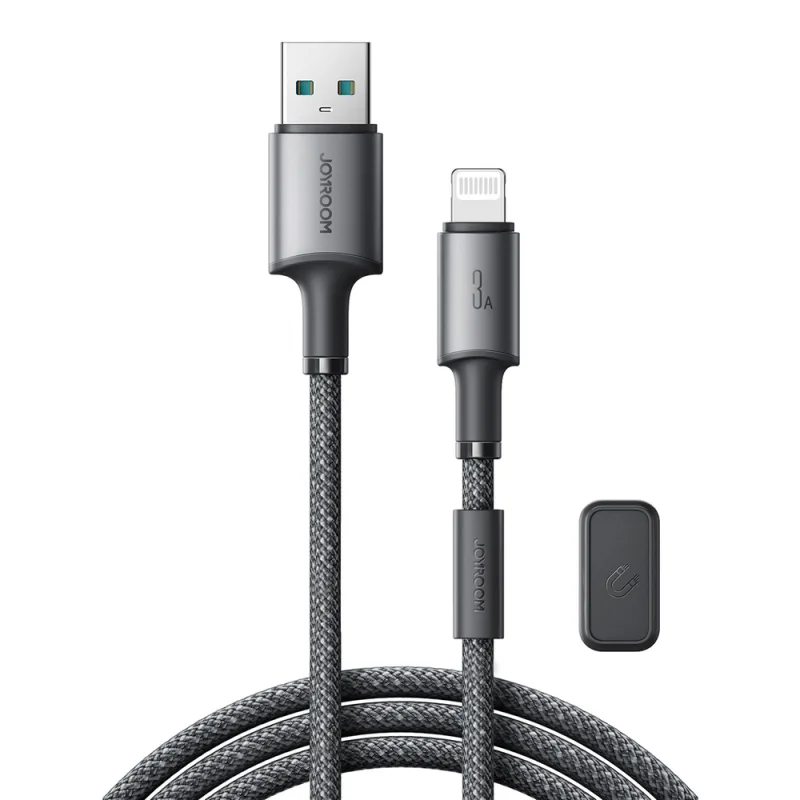 Joyroom S-A50 Unlimited Series 3A USB-A - Lightning kábel s magnetickým organizérom 1,2 m - sivý