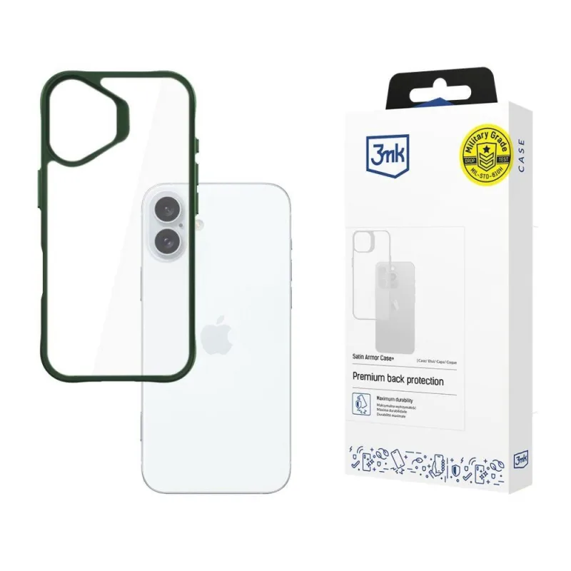 3mk ochranný kryt Satin Armor Case+ Green pro Apple iPhone 16 Plus…