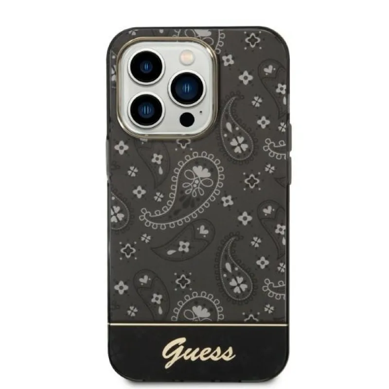 Puzdro Guess Bandana Paisley iPhone 14 Pro 6,1" - čierne
