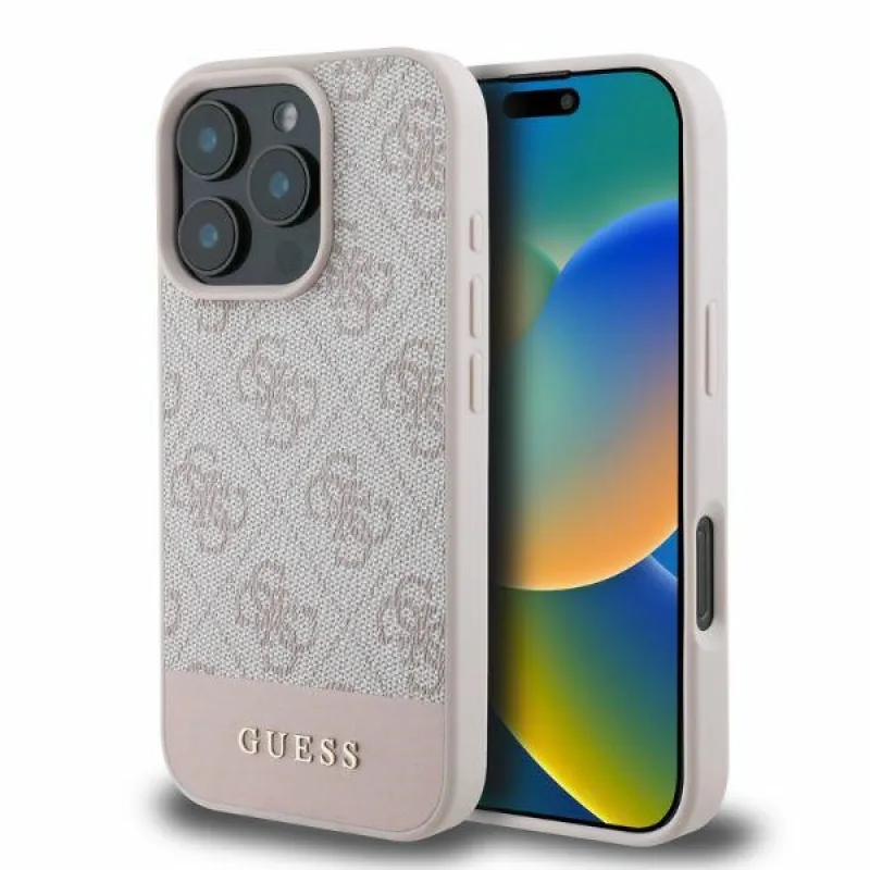 Puzdro Guess 4G Bottom Stripe na iPhone 16 Pro – ružové