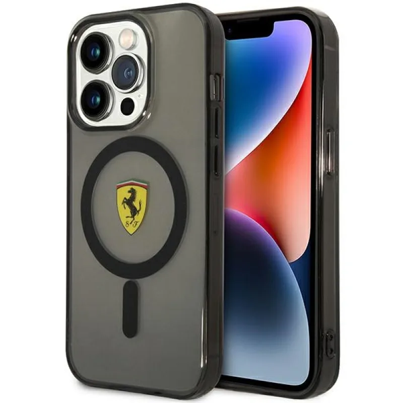Ferrari FEHMP14XURKK iPhone 14 Pro Max 6,7" čierno/čierne pevné puzdro Translucent Magsafe