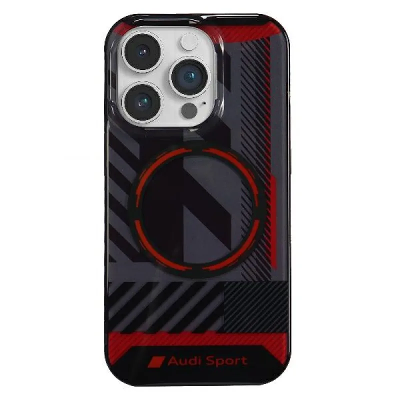 Puzdro Audi IML Sport MagSafe na iPhone 14 Pro Max 6,7" čierne/čierne pevné puzdro AU-IMLMIP14PM-RSQ/D2-BK