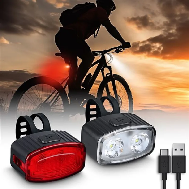 Solight set nabíjacích cyklo svietidiel, 160lm predné, zadné červená, Li…