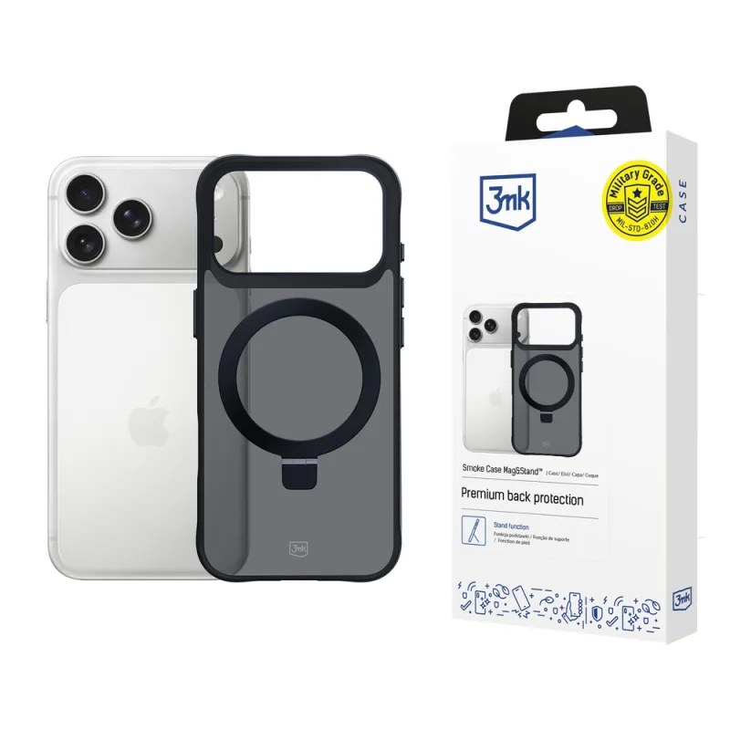 3mk Smoke Case Mag&Stand pre iPhone 17 Pro Max - čierny