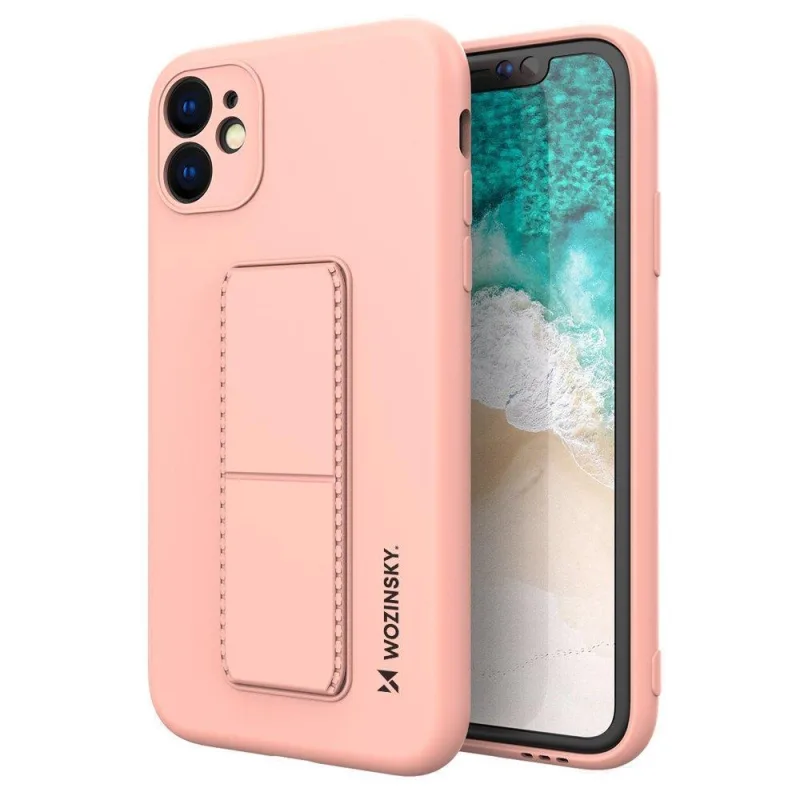 Wozinsky Kickstand Case iPhone 12 Pro Max silikónové puzdro so stojanom ružové