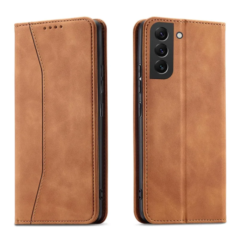 Magnet Fancy Case pre Samsung Galaxy S23+ flip cover peňaženkový stojan hnedý