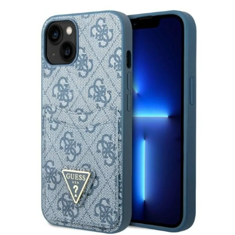 Guess GUHCP13SP4TPB iPhone 13 mini 5,4" modro/modré pevné puzdro 4G slot na karty s trojuholníkom