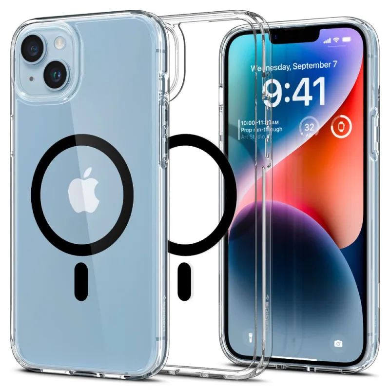 Puzdro Spigen Ultra Hybrid Mag Case s MagSafe pre iPhone 14 Plus – priehľadné čierne