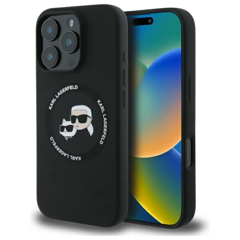 Karl Lagerfeld KLHMP16XSKCHTCK iPhone 16 Pro Max 6,9" čierne/čierne pevné puzdro Silikónové hlavy Karl&Choupette MagSafe