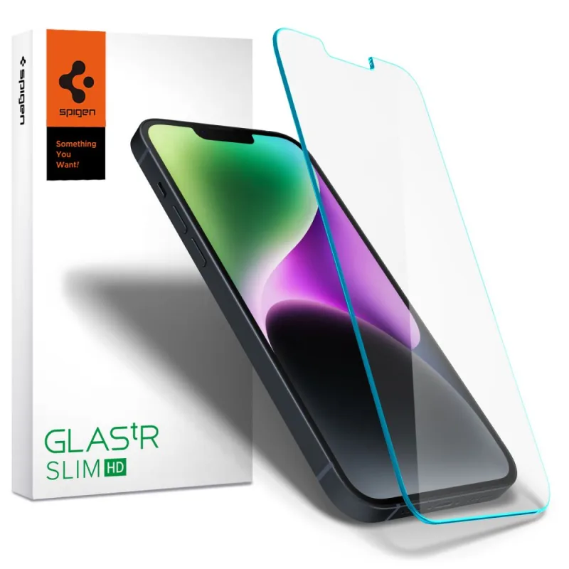 Tenké tvrdené sklo Spigen Glas.tR pre iPhone 13 / 13 Pro / 14 / 16e