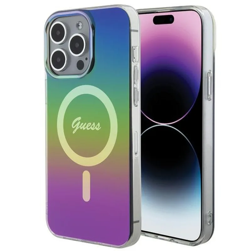 Guess IML Iridescent MagSafe puzdro pre iPhone 15 Pro - čierne