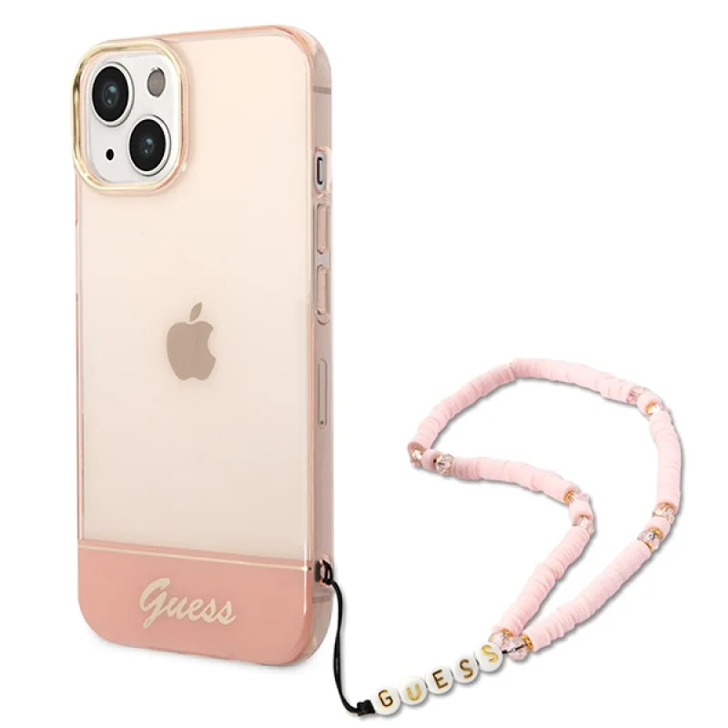 Guess GUHCP14MHGCOHP iPhone 14 Plus 6,7" ružovo-ružové pevné puzdro Translucent Pearl Strap