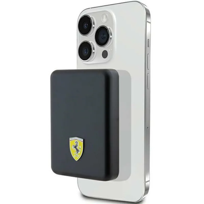 Powerbanka Ferrari Metal Logo MagSafe 15W 5000mAh - čierna