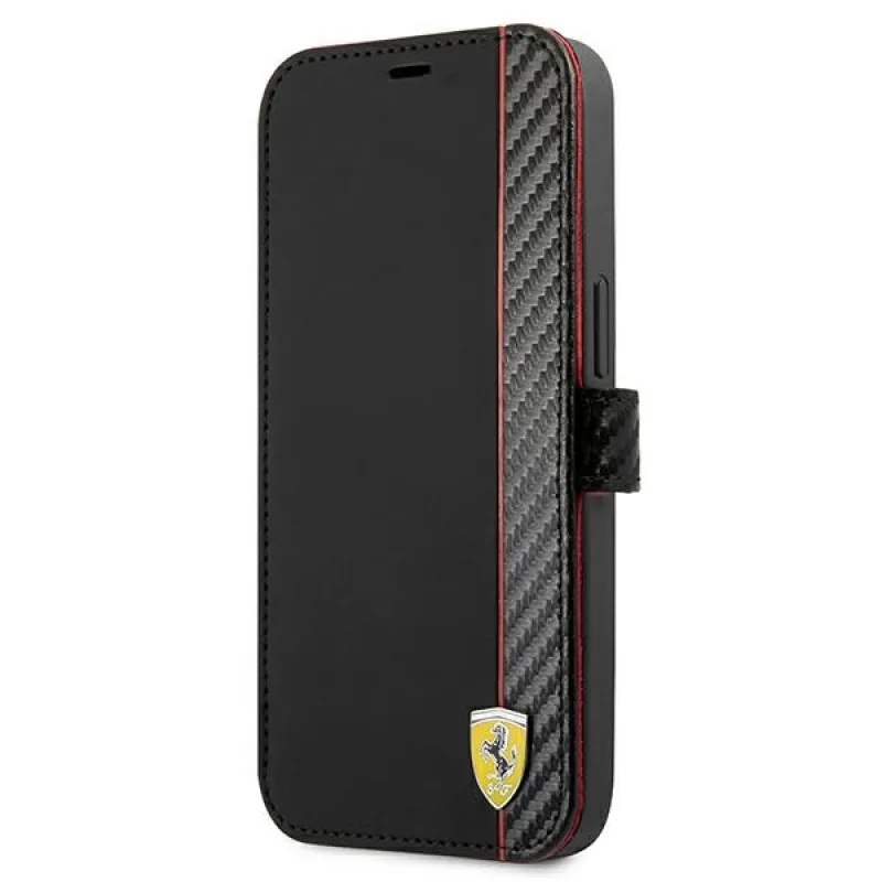 Ferrari FESAXFLBKP13SBK iPhone 13 mini 5,4" čierna/čierna kniha On Track Carbon Stripe