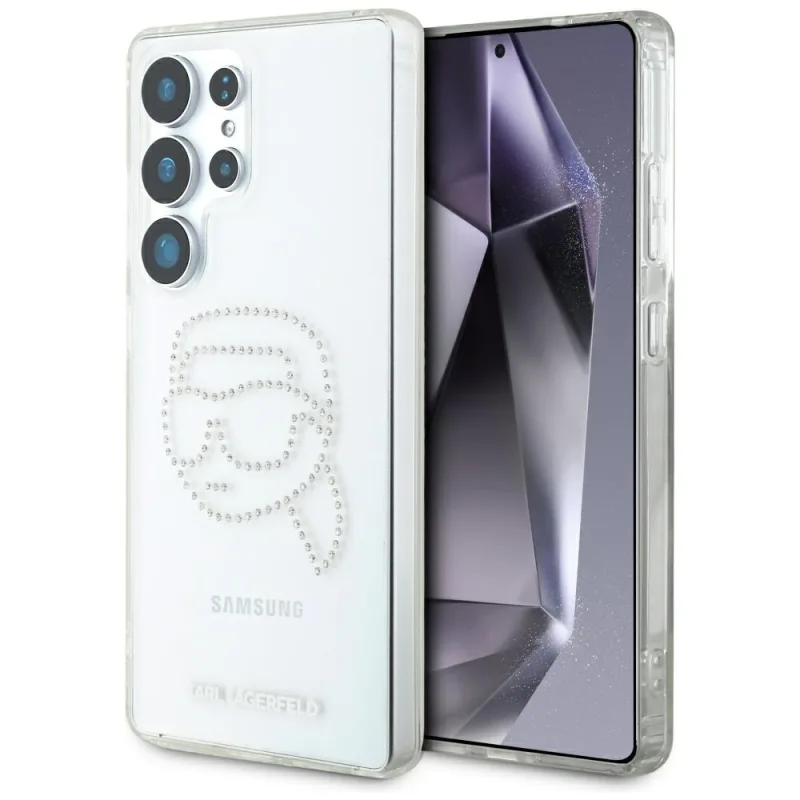 Puzdro Karl Lagerfeld Rhinestones Karl Head Logo Samsung Galaxy S25 Ultra priehľadné