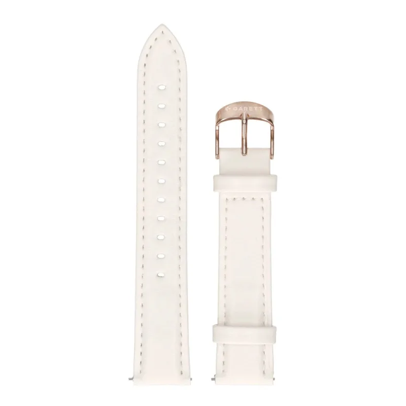 Garett univerzální řemínek 18 mm, bílý se zlatým zapínáním ekokůže STRAP…