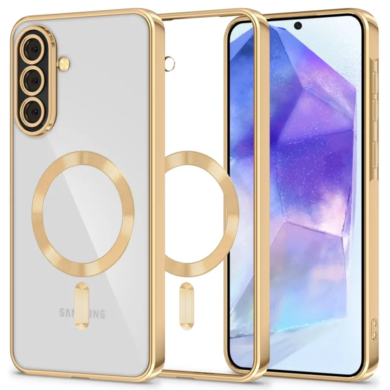 Puzdro Tech-Protect MagFlex MagSafe pre Samsung Galaxy A56 5G – priehľadné zlato