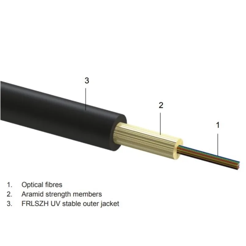 Optický kabel DROP FTTx SM 4x9/125, OS2 G.657A1, TB, LSOH, Eca, čierny, 1000m