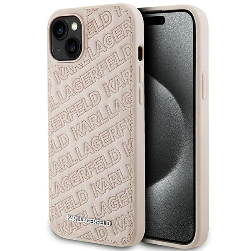Obal Karl Lagerfeld Quilted K Pattern pre iPhone 15 Plus / 14 Plus - ružový