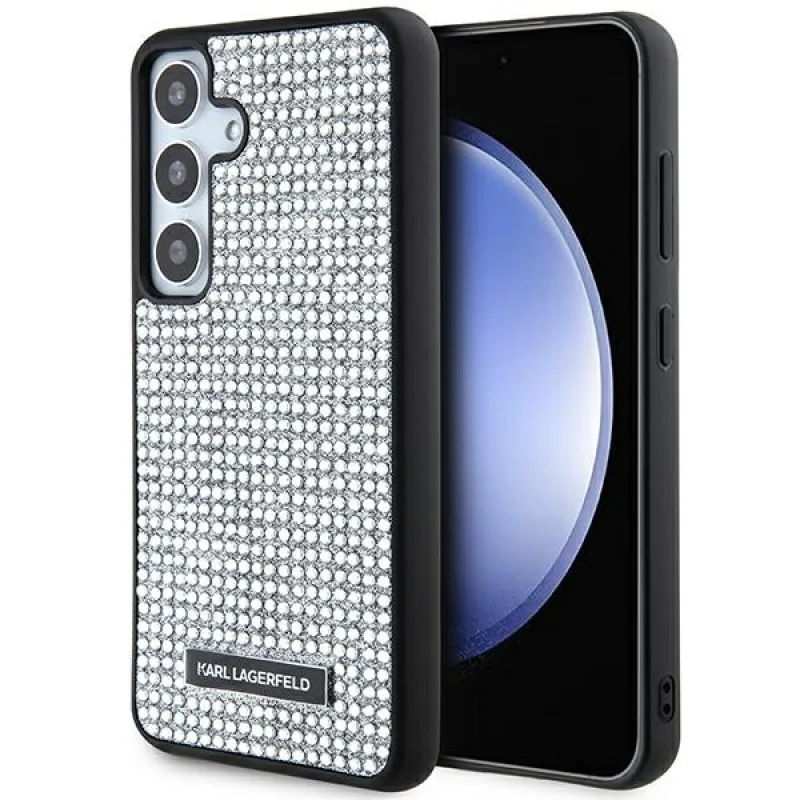 Kryt Karl Lagerfeld Rhinestone Metal Logo pre Samsung Galaxy S24 - strieborný