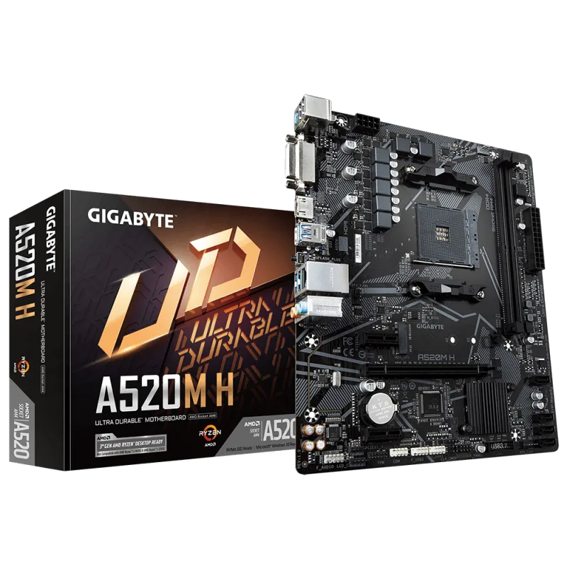 Gigabyte A520M H, AMD A520, AM4, 2xDDR4, mATX