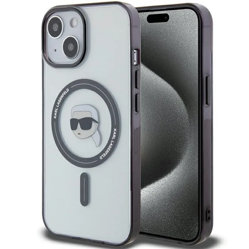 Karl Lagerfeld KLHMP15SHKHNOTK iPhone 15 6,1" priehľadné pevné puzdro IML Karl`s Head MagSafe