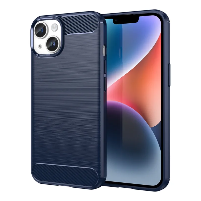 Carbon Case iPhone 14 puzdro flexibilný gélový zadný kryt modrý
