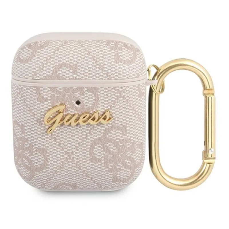 Guess 4G Script Metal Collection puzdro pre AirPods 1 / 2 - ružové