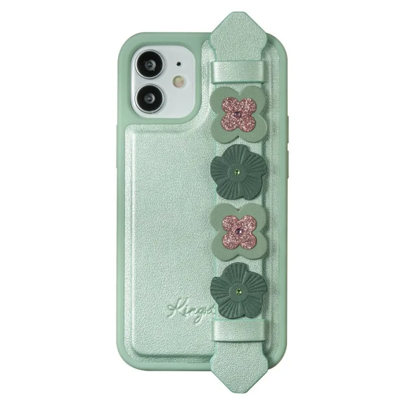 Puzdro Kingxbar Sweet Series zdobené originálnymi kryštálmi Swarovski iPhone 12 Pro / iPhone 12 zelený