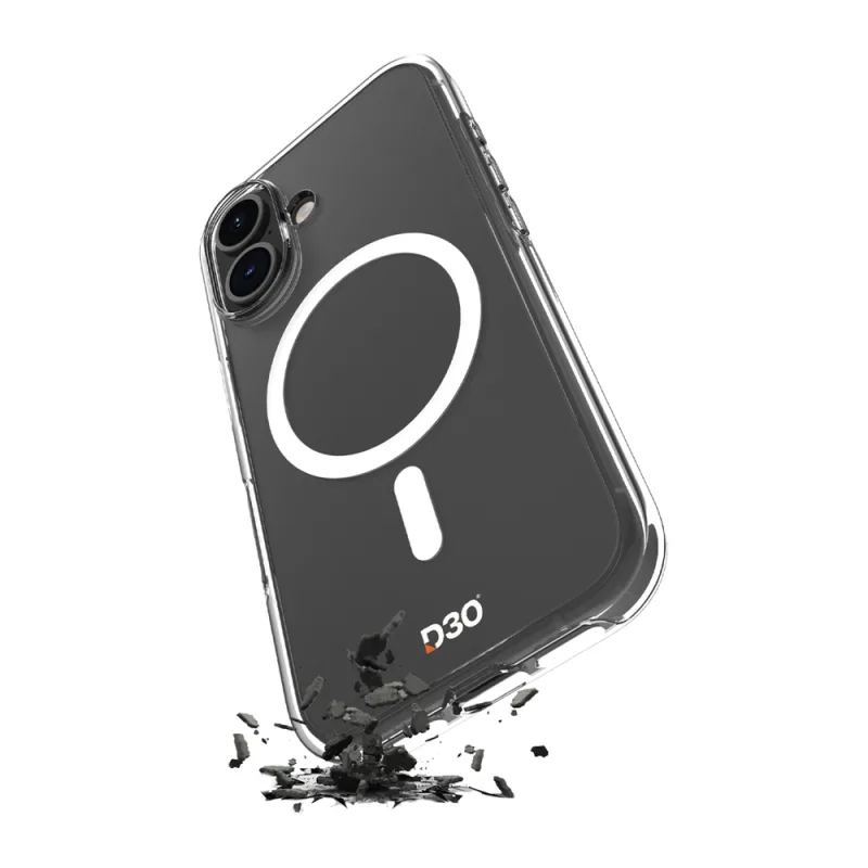 Puzdro Puro Impact Clear D3O TPU+PC kompatibilné s MagSafe pre iPhone 17 – priehľadné