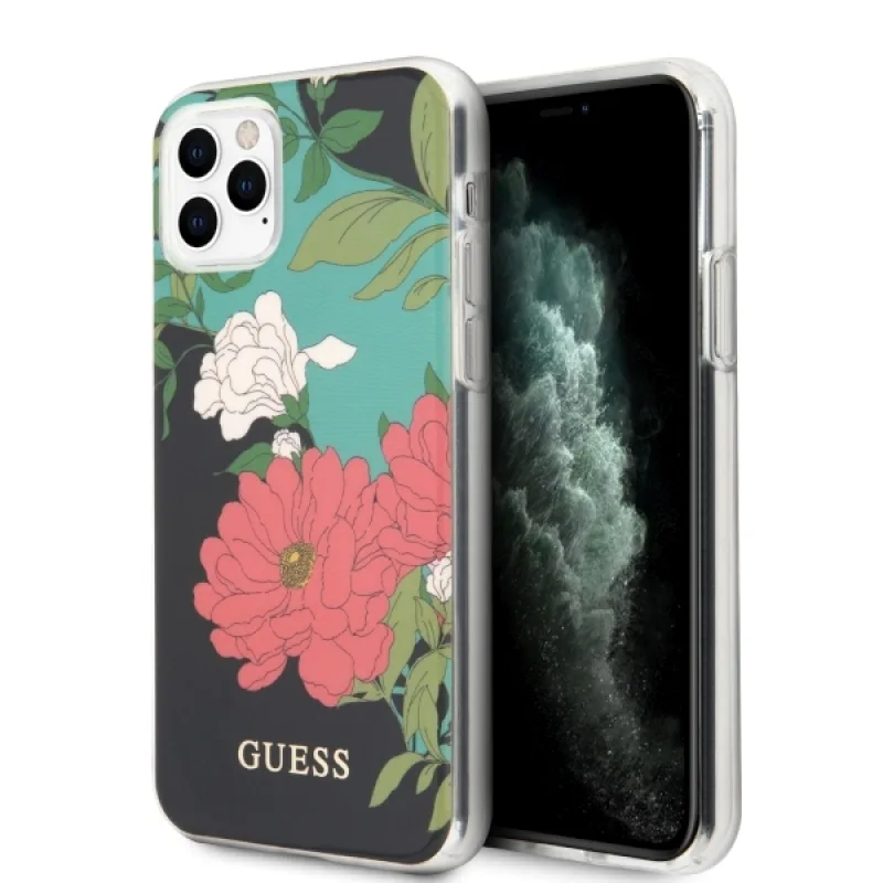 Guess GUHCN58IMLFL01 iPhone 11 Pro čierna/čierna kolekcia kvetov N°1