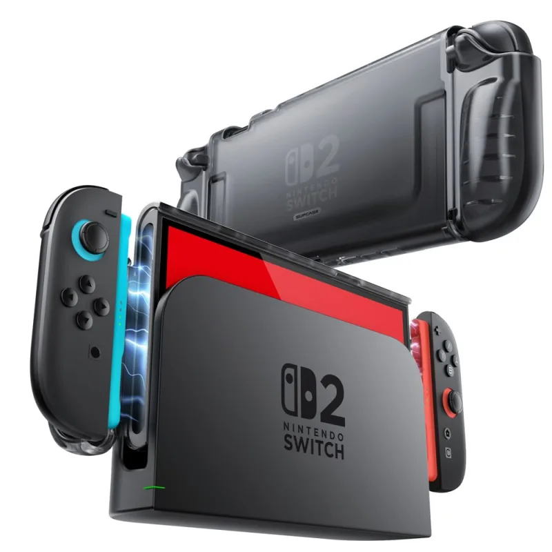 Kryštálové puzdro Supcase pre Nintendo Switch 2 – priehľadné čierne