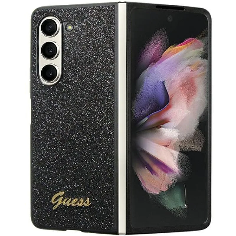 Puzdro Guess Glitter Script pre Samsung Galaxy Z Fold 5 - čierne