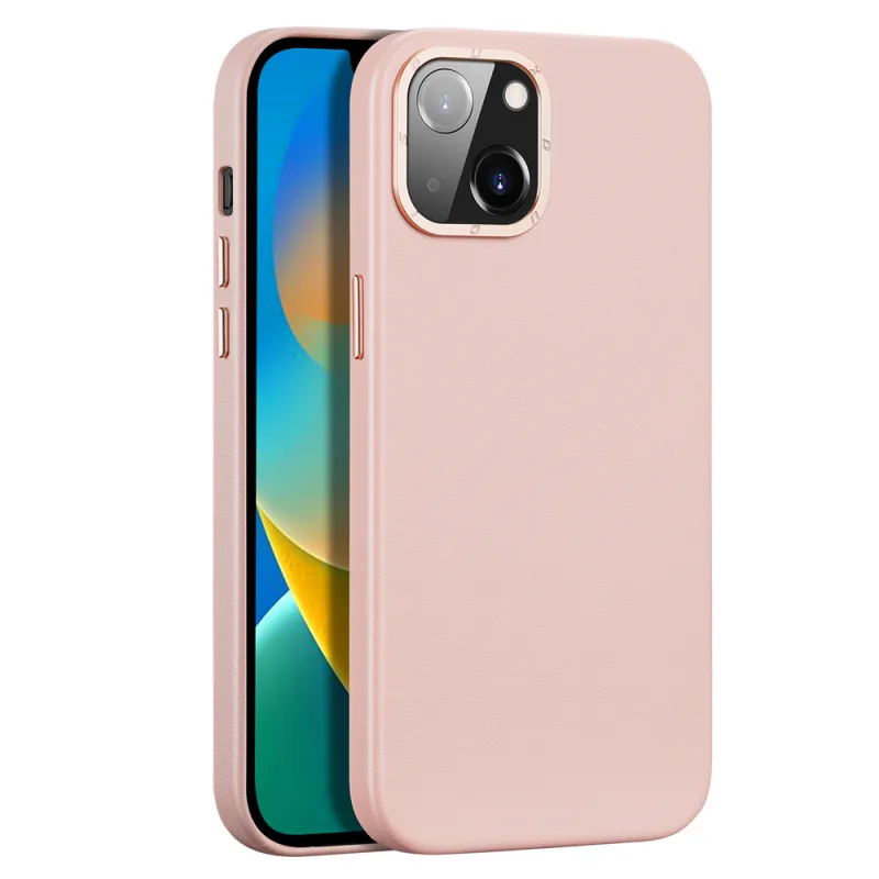 Kožený kryt Dux Ducis Grit pre iPhone 14 Plus Elegantný kryt z umelej kože (kompatibilný s MagSafe) ružový