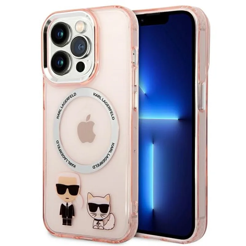 Karl Lagerfeld KLHMP14LHKCP iPhone 14 Pro 6,1" pevné puzdro ružové/ružové Karl & Choupette Aluminium Magsafe